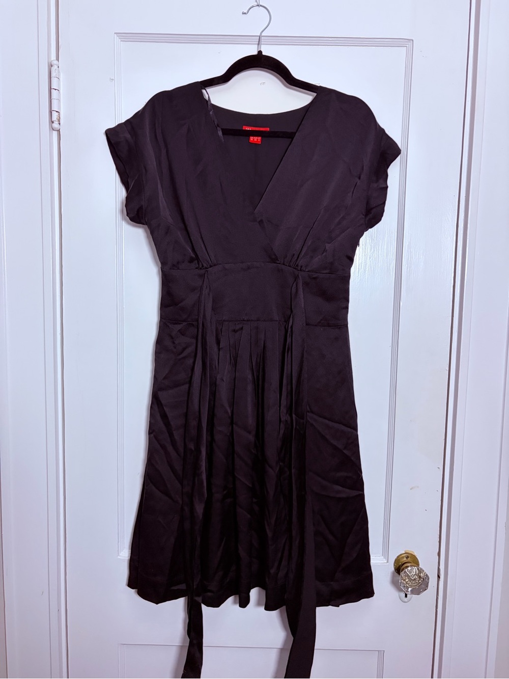 Monsoon Black Cap Sleeve Fit-and-Flare Dress